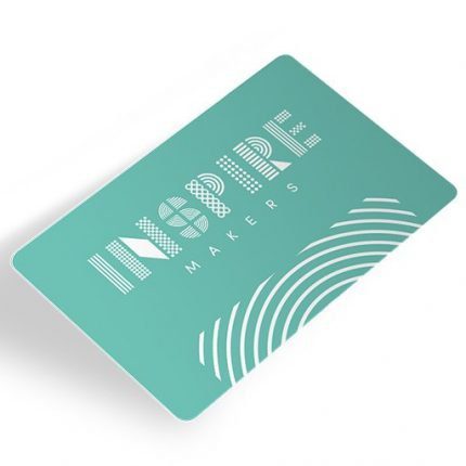 Gift card with green background and inspire makers logo