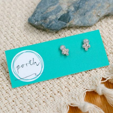 Pair of sterling silver boho stud earrings by Porth Jewellery