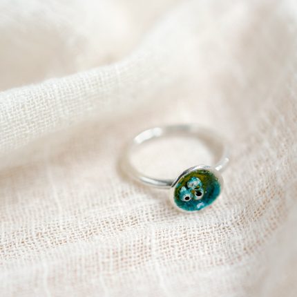 Slim sterling silver ring with enamelled barnacle detail by Silver Sapling