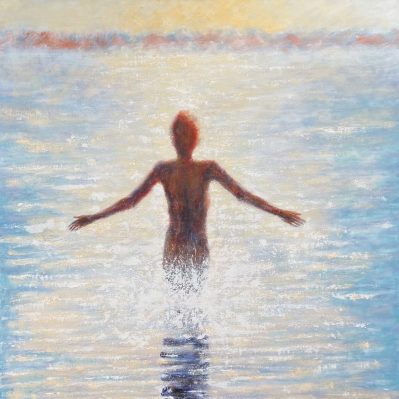 Beautiful Painting Of Swimmer In The Sea