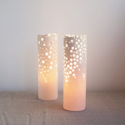 Coral Porcelain Cylinder Lamp - Image 4