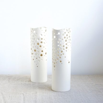 Coral Porcelain Cylinder Lamp - Image 3