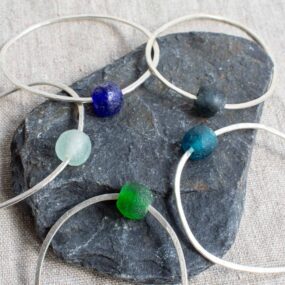 Bottle Bead Bangle Silver