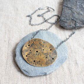 Brass Eroded Pebble Necklace