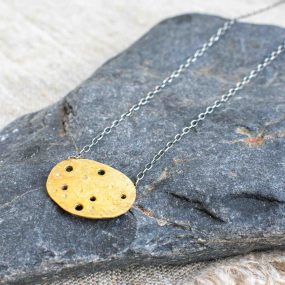 Brass Eroded Pebble Necklace