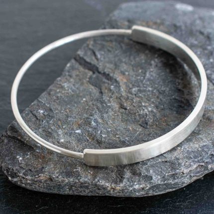 Silver Half Rectangle Bangle - Image 4