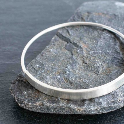 Silver Half Rectangle Bangle - Image 3