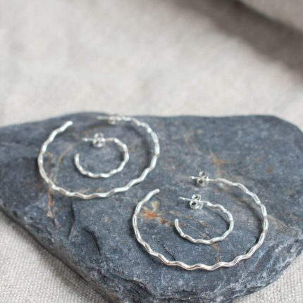 Large Ripple Hoop Earrings - Image 2