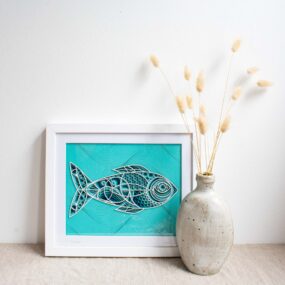 Blue Fish 3D Laser Cut Artwork