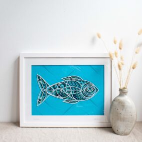 Big Blue Fish 3D Laser Cut Artwork
