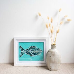 Small Blue Fish 3D Laser Cut Artwork