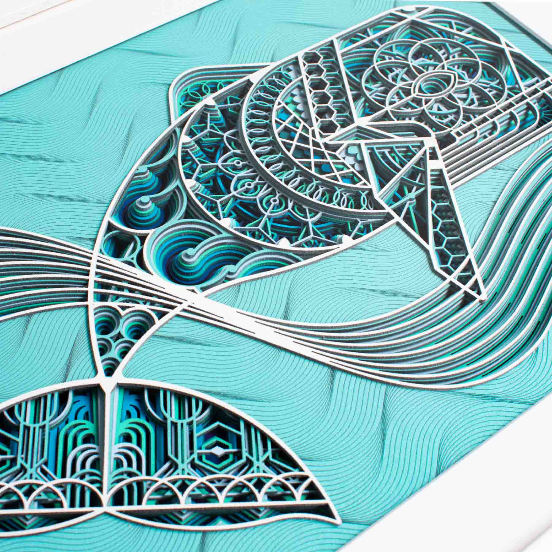 Blue Whale Large 3D Laser Cut Artwork - Image 3