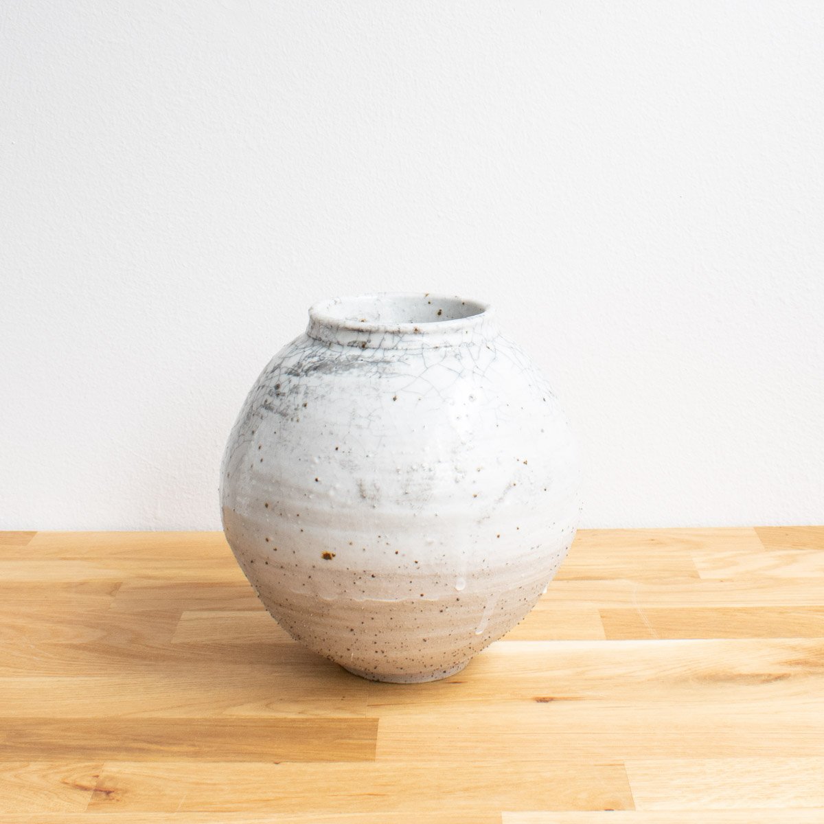 White Crackle Moon Jar