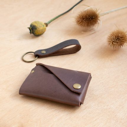 Brown leather wallet with keyring by Wild Origin