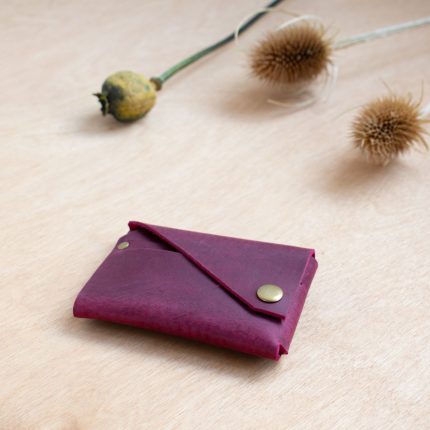 Burgundy leather wallet handcrafted by Wild Origin