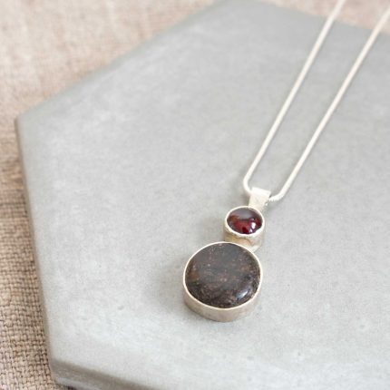 Garnet & Cornish Pebble Pendant