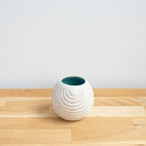 Small Round Stoneware Carved Vessel