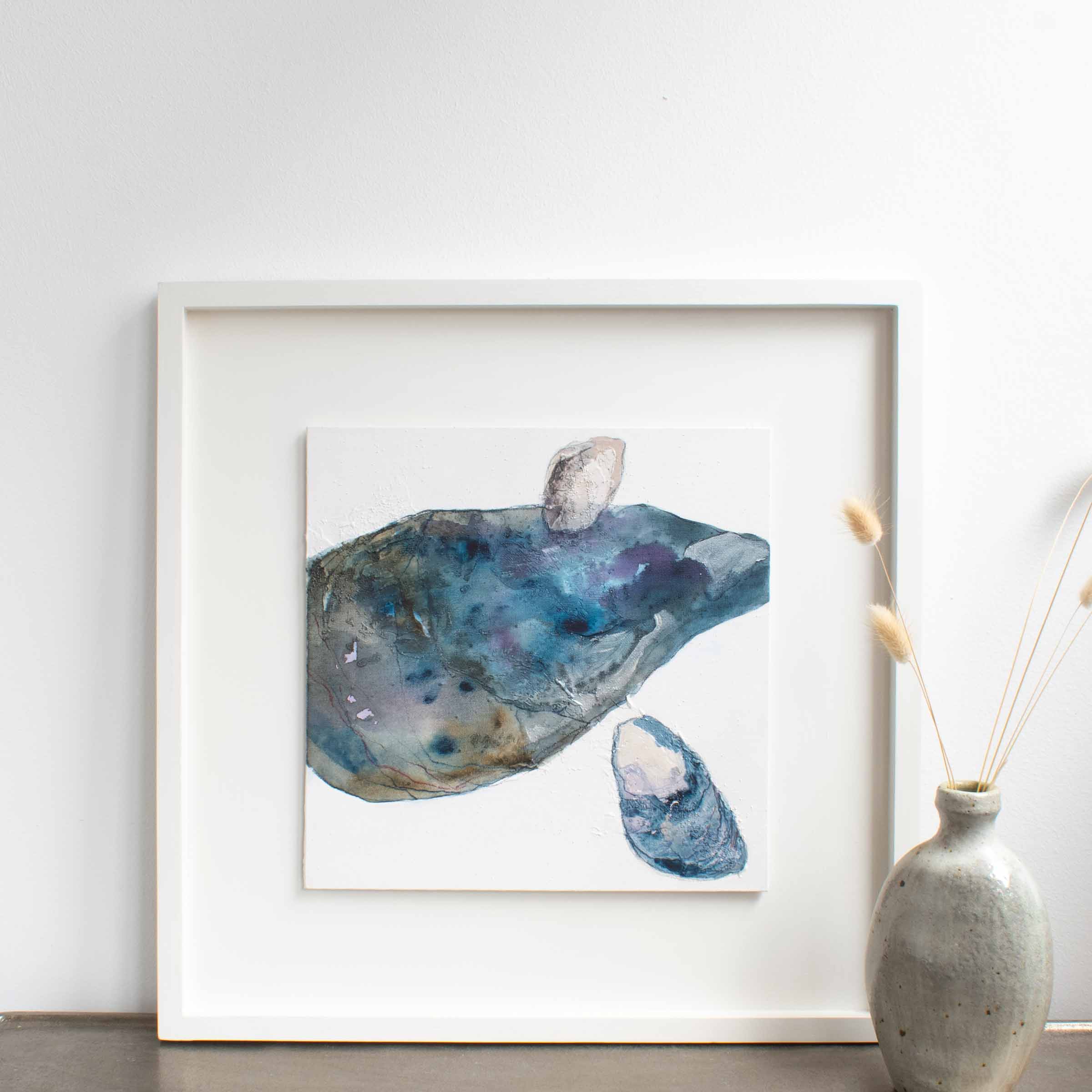 Framed painting of mussels by Sharon Bruster