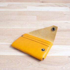 Open Yellow Leather Wallet Handcrafted By Wild Origin