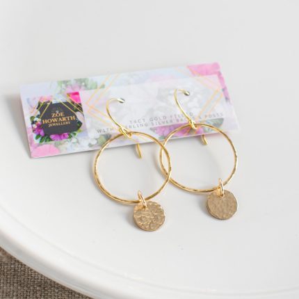 Large Circle & Disc Gold Filled Drop Earrings - Image 2