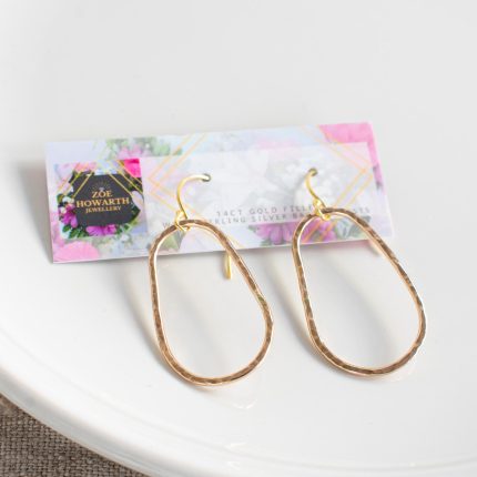 Large Oval Gold Filled Drop Earrings - Image 2