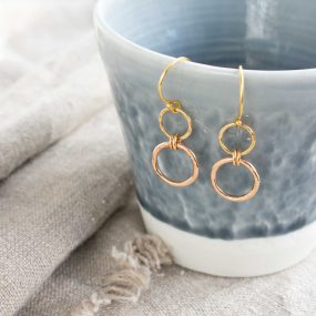 Two Circle Gold Filled Drop Earrings