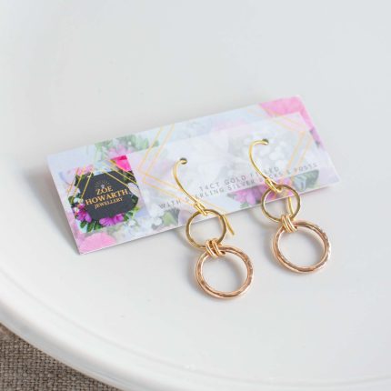 Two Circle Gold Filled Drop Earrings - Image 2