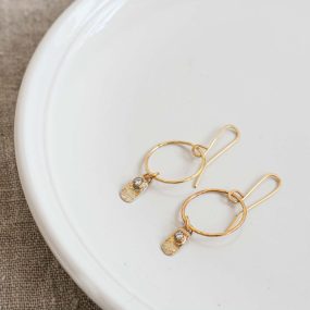 Circle Large Drop Earrings Silver & Gold Filled With CZ