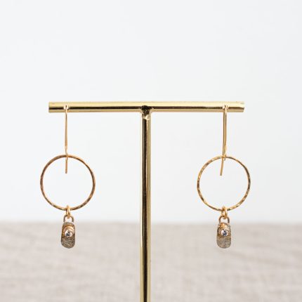 Circle Large Drop Earrings Silver & Gold Filled with CZ - Image 2