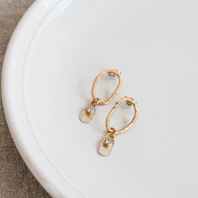 Oval Stud Earrings Silver & Gold Filled With CZ