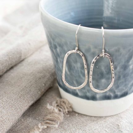 Oval Silver Drop Earrings