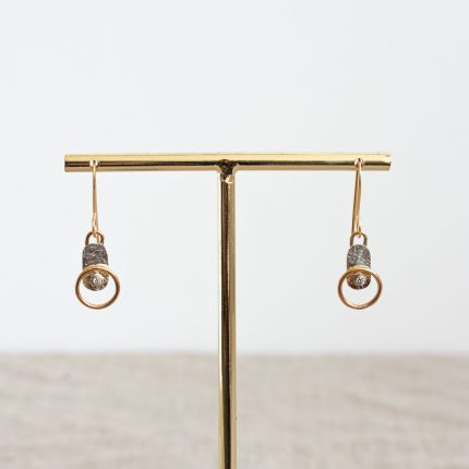 Circle Small Drop Earrings Silver & Gold Filled with CZ - Image 2