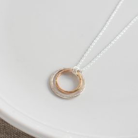 Two Rings Pendant Silver & Gold Filled