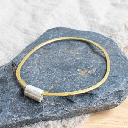 Brass Bangle with Silver Rip Curl