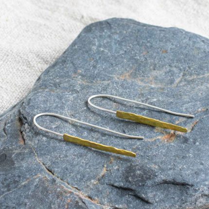 Brass Shard Drop Earrings - Image 2