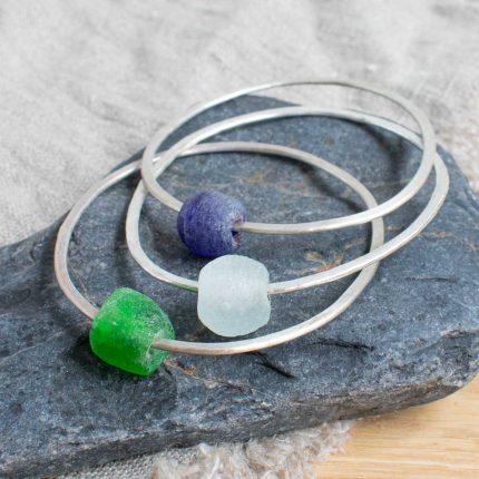 recycled glass bead bangle