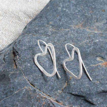 Silver Open Heart Drop Earrings - Image 2