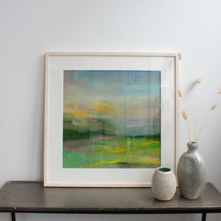 Framed pastel artwork of the coast by Erica Ankers