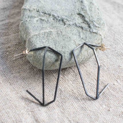 Geo Oxidised Silver Studs