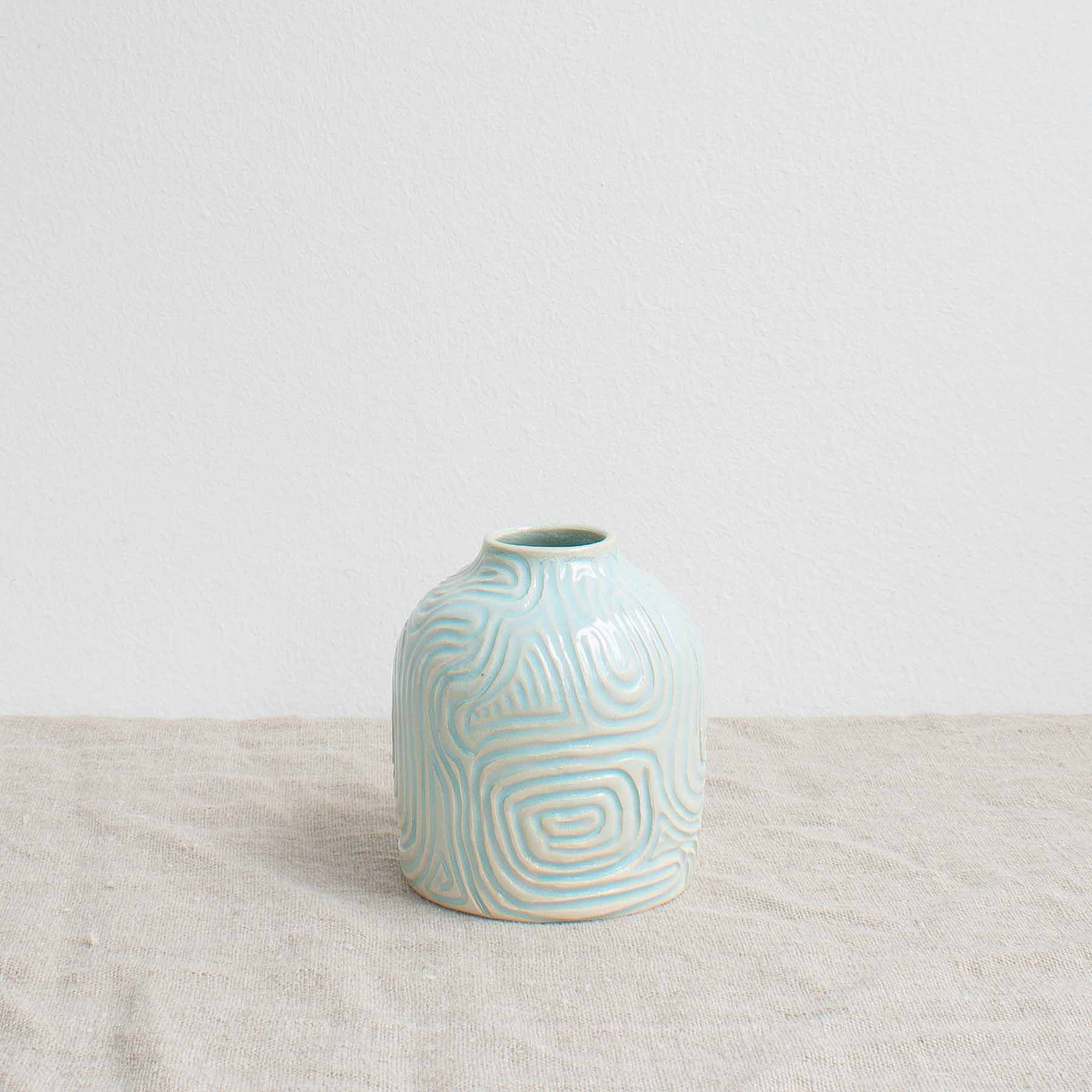 Aqua Carved Pot by Michelle Foote