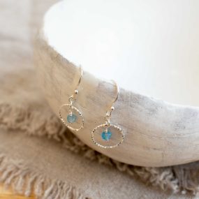 Blue Topaz & Silver Circle Earrings