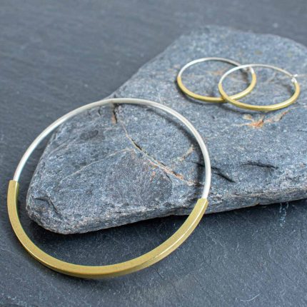 Sterling Silver & Brass Tube Spinner Bangle - Image 5