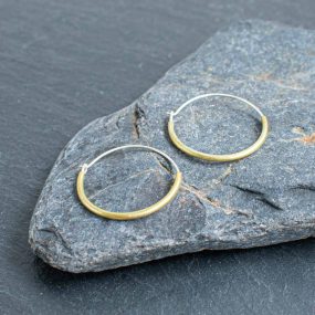 Sterling Silver Hoop Earrings With Brass Tube