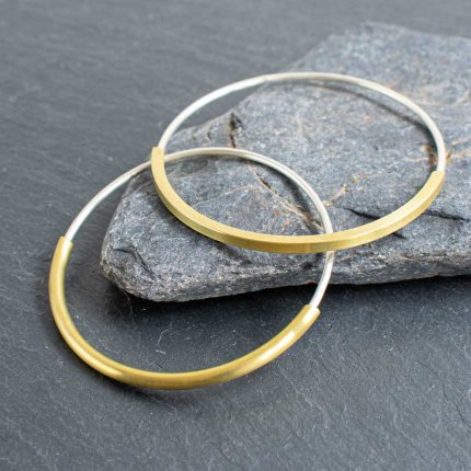 Sterling Silver & Brass Tube Spinner Bangle