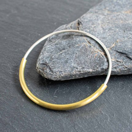 Sterling Silver & Brass Tube Spinner Bangle - Image 3