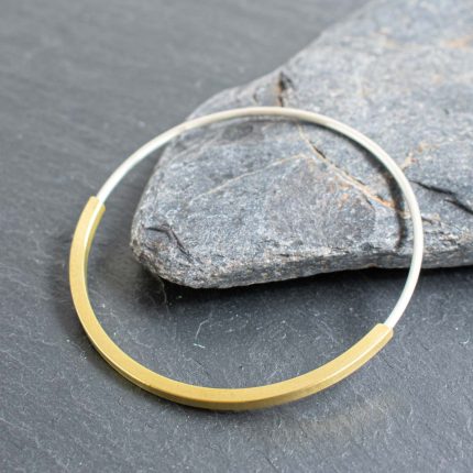 Sterling Silver & Brass Tube Spinner Bangle - Image 2