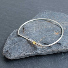 Silver & Brass Cube Bar Spinner Bangle