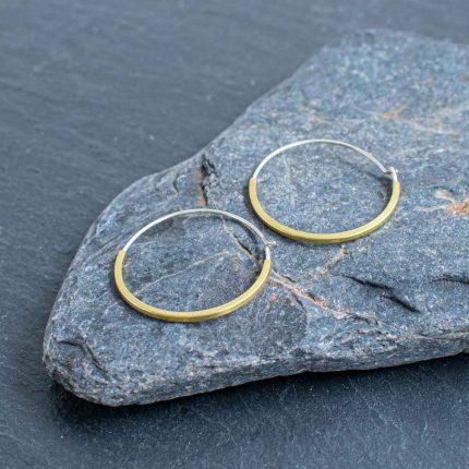 Sterling Silver Hoop Earrings with Brass Tube - Image 5