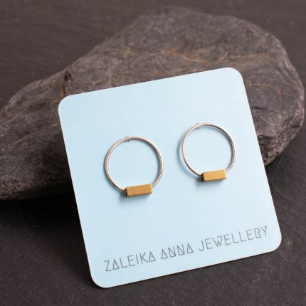 Tressa Stud Earrings Sterling Silver & Brass - Image 3