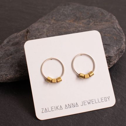 Tressa Stud Earrings Sterling Silver & Brass - Image 2